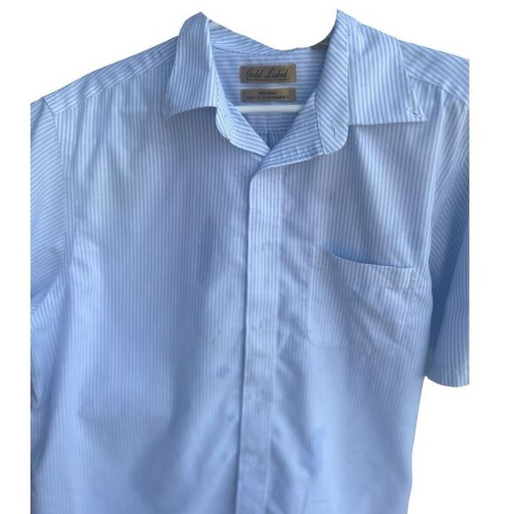 Men’s Roundtree & York Gold Label Blue Short Sleeve Button Shirt Size Large - Picture 4 of 4